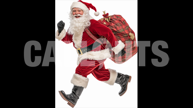 Happy Santa Claus with a Sack of Gifts  – Cutout Graphics