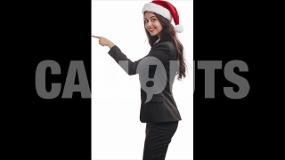 Woman in Black Suit with Santa Hat – Cutout Graphics