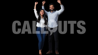 ​Successful Latin Couple Celebrating Achievement – Cutout Graphics